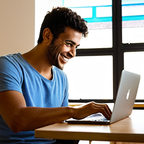 Home 4 The Entrepreneurial Developer**
Prompt: A Brazilian software developer working on a laptop in a bright, modern co-working space. Code on the screen hints at a financial management application. He's smiling, holding a cup of Brazilian coffee. Sunlight streams through the window, illuminating the scene with a sense of opportunity and innovation. Background elements subtly depict logos of popular freelance platforms in Brazil (ex: 99Freelas).
**